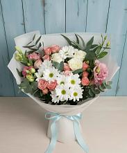 Букет цветов из:  Розы, Лизиантусы и Хризантемы в Кимовске