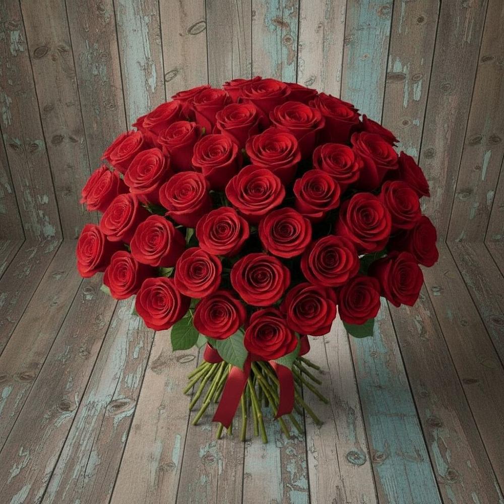 Букет 55 Красных роз Фридом в Кимовске