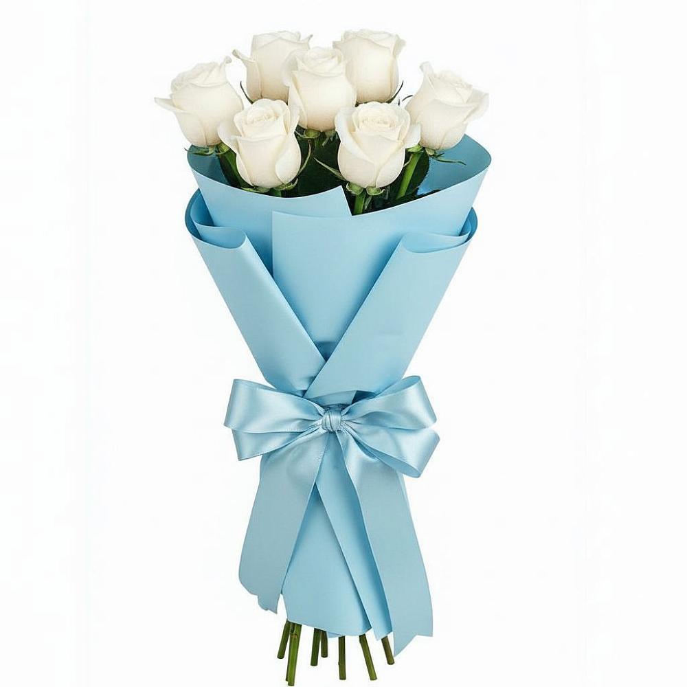 Букет 7 белых роз Проуд в Кимовске