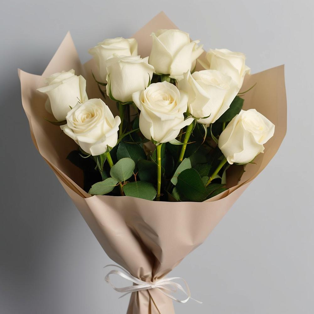 Букет 9 Белых роз Эдлесс Лав в Кимовске