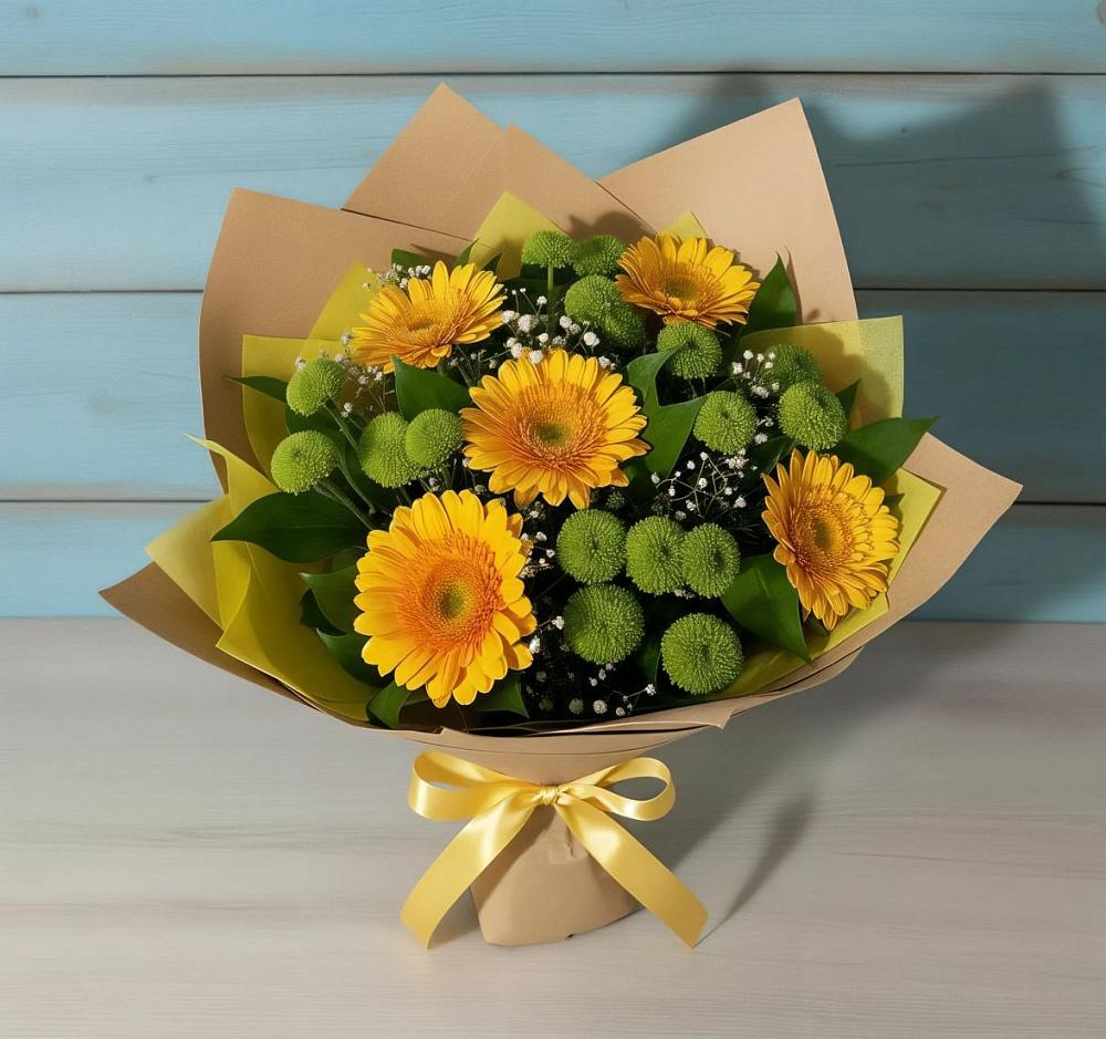 Букет цветов из: Герберы и Хризантемы в Кимовске