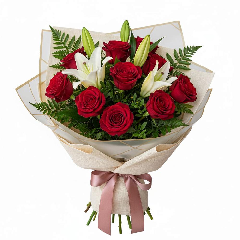 Букет цветов из: Лилии и Розы в Кимовске