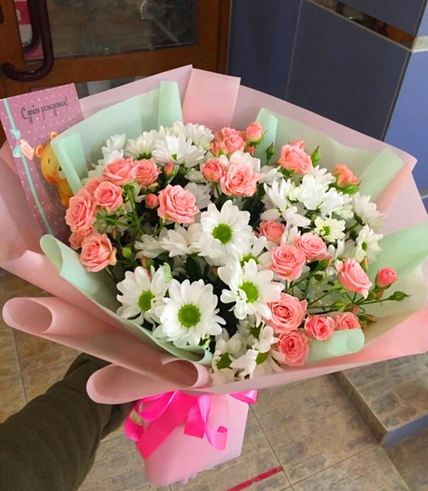 Букет цветов из: Розы и Хризантемы в Кимовске