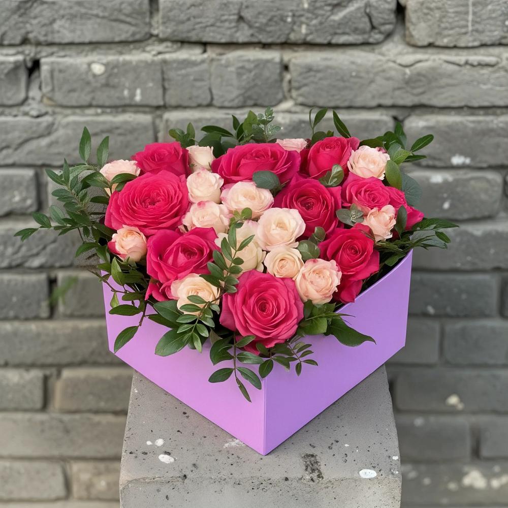 Цветочная композиция из Розы в коробке в Кимовске