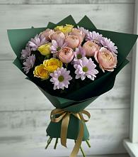 Букет цветов из:  Хризантемы и Розы в Кимовске