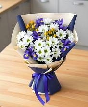 Букет цветов из:  Розы, Ирисы и Хризантемы #REPLACE_PRED# Кимовске