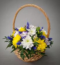 Цветочная композиция из Розы, Герберы и Хризантемы в корзине #REPLACE_PRED# Кимовске
