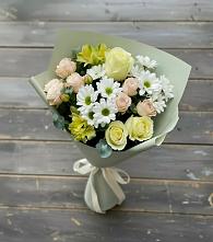 Букет цветов из:  Альстромерии, Розы и Хризантемы в Кимовске
