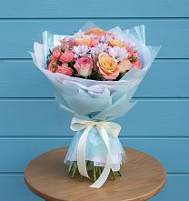 Букет цветов из:  Хризантемы и Розы в Кимовске