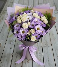 Букет цветов из:  Хризантемы и Розы в Кимовске