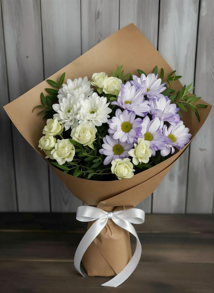 Букет цветов из: Хризантемы и Розы в Кимовске